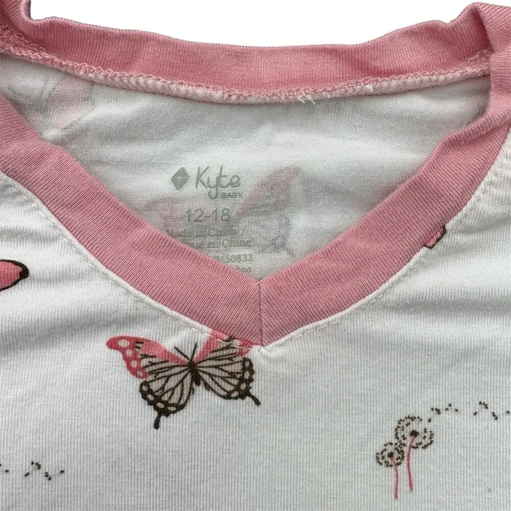 Kyte Girls' Avocado & Butterfly Short-Sleeve Bamboo Tops - Set of 2 Size 12-18 M